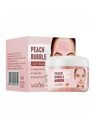 Глиняна маска з екстрактом персика sadoer peach bubble clay mask, 100 г