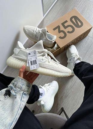 Белые кроссовки унисекс аdidas yeezy boost 350 v2 bone x изи буст 36