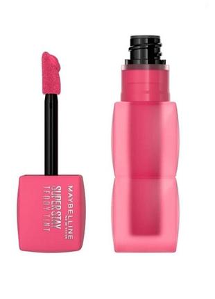 Стійка матова помада-тинт для губ maybelline new york superstay teddy tint 45 - pinky promise, 5 мл