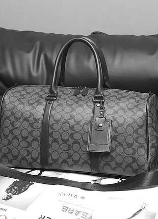 Чоловіча сумка на плече coach екошкіра велика 47х22х26 см чорна (514777)