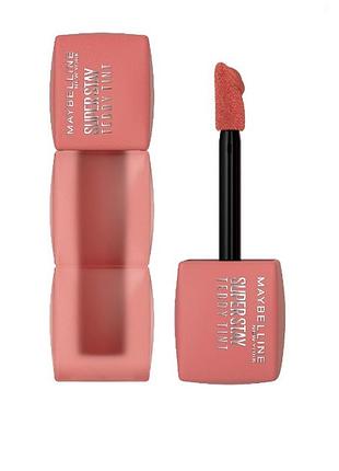Стійка матова помада-тинт для губ maybelline new york superstay teddy tint 15 - skinnydip, 5 мл