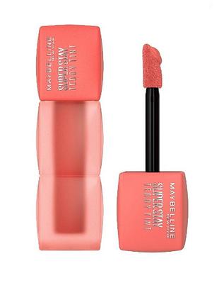 Стійка матова помада-тинт для губ maybelline new york superstay teddy tint 25 - baby tee, 5 мл
