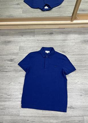 Синее мужское поло lacoste paris regular fit со скрытыми пуговицами оригинал xs (fr 2)