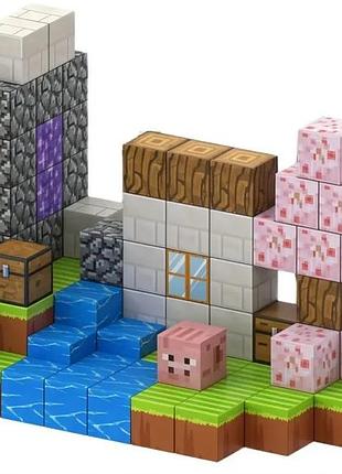 Магнитный конструктор abs-пластик 110 кубиков зимний minecraft (530659)