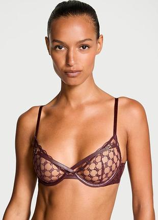 Сетчатый бюстгальтер victoria's secret с отделкой из экокожи