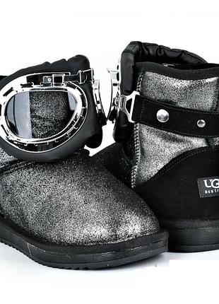 Зимние женские угги ugg черные сапоги на меху теплые(наявність розмірів в описі)