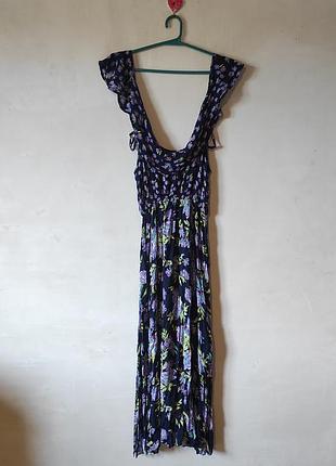 Бомбезна легка сукня максі в квіточку marks & spencer (m&s), розмір l / uk 14 / eur 42