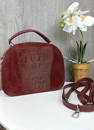 Замшева сумка клатч екошкіра бордова 22х17х8,5 см (514392)