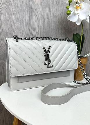 Жіноча міні сумочка екошкіра 24х8,5х16 см сіра (515131)