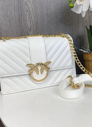 Женская мини сумочка клатч экокожа 24х8,5х16 см белая с золотом (515052)