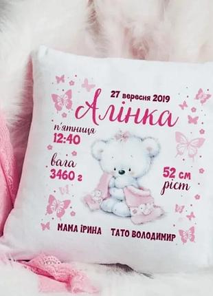 Подушка именная велюр 35х35 см белая (529478)
