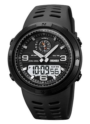 Часы skmei 1655 чёрные белые пластик водонепроницаемые 50 м (547573)