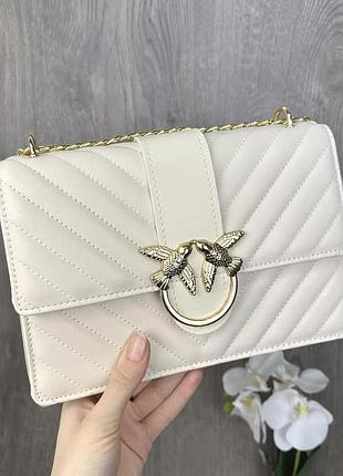 Женская мини сумочка клатч эко кожа 24х16 см молочный с золотом (515050)