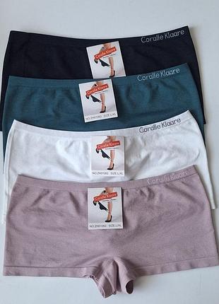 Женские трусы шортики набор 4 шт 48/50 р l/xl средняя посадка черные белые пудровые зеленые эластичные удобные молодежные
