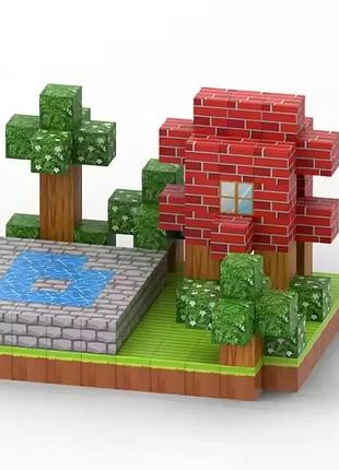 Магнітний конструктор abs-пластик 177 кубиків зимовий minecraft (530662)