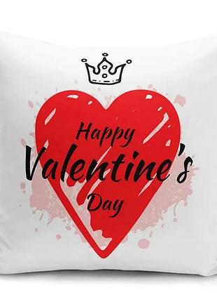 Подушка велюр 35х35 см белая с принтом happy valentine day (529828)