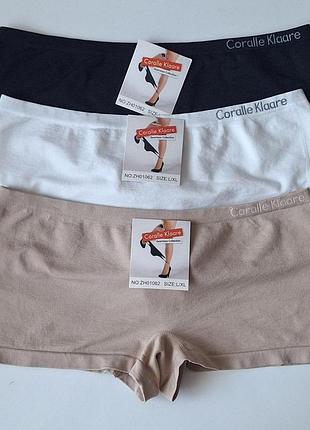 Женские трусы шортики набор 3 шт 48/50 р l/xl средняя посадка черные белые бежевые эластичные удобные молодежные