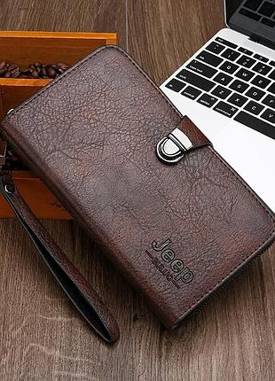 Мужской клатч барсетка 21x12x4 см экокожа темно-коричневый (595958)