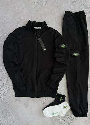 Костюм спортивний чоловічий чорний stone island black! спортивный костюм мужской чёрный кофта + штаны stone island! материал двухнитка! размеры s-2xl!