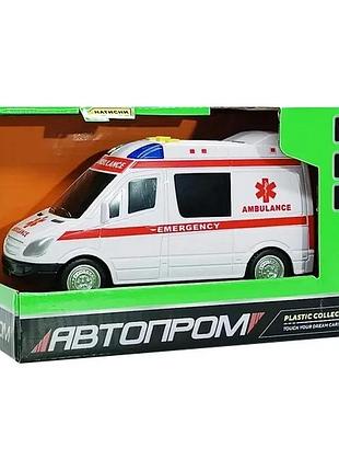 Детская автомодель скорая помощь пластиковая 17х7 см со звуковыми и световыми эффектами (596822)