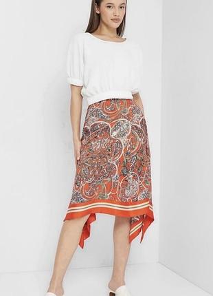 Літня спідниця h&m xs міді спідниця трапеція сатинова спідниця з боковими розрізами