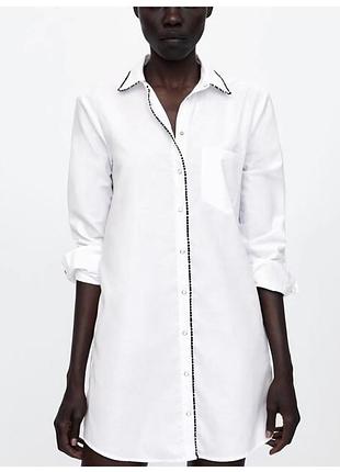 Длинная рубашка с карманами zara s