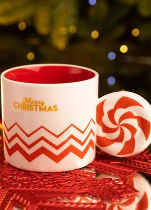 Чашка порцелянова 400 мл білий червоний merry christmas (578189)