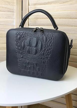 Жіноча міні сумочка клатч екошкіра 21х16х8,5 см чорна (514389)