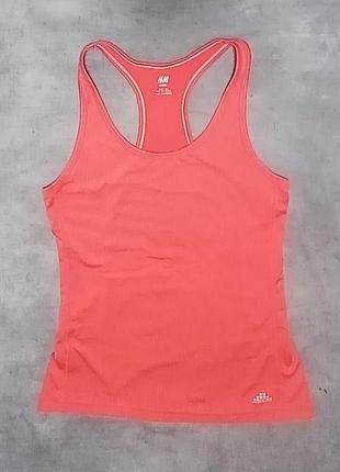 Женская спортивная майка h&amp;m sport яркого кораллового (неоново-розового) цвета с т-образной спинкой (racerback
полиэстр эластан