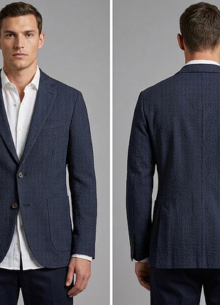 Піджак\блейзер navyboot blue silk linen blend cerruti fabric 2 button blazer