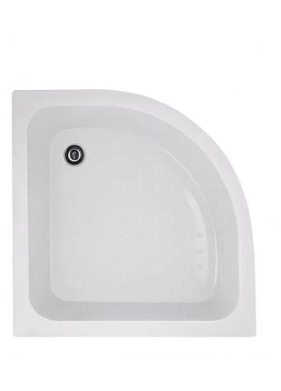 Душевой поддон 80x80 см полукруглый акриловый белый lidz kapielka с сифоном (600120)