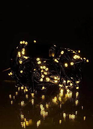 Новогодняя гирлянда светодиодная 18 м желтая каучук черный провод 180 led (577558)