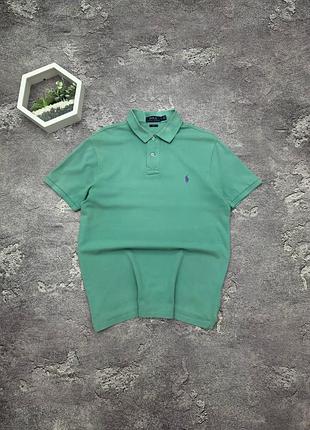 Поло polo ralph lauren оригінал м'ятне зелене футболка теніска ральф лорен з фіолетовим логотипом