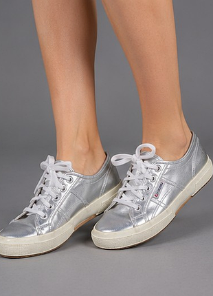 Оригинальные кеды superga 2750 cotmetu серебристые металлик eu 42 стелька 26,5 см