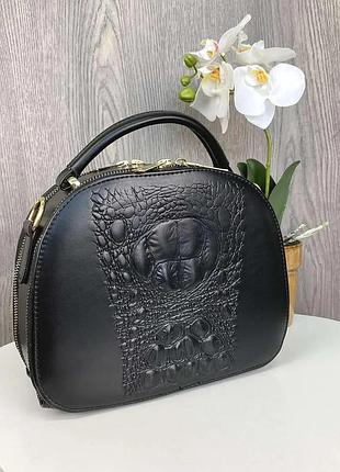 Женская мини сумочка клатч экокожа 21х18х9 см черная (513178)