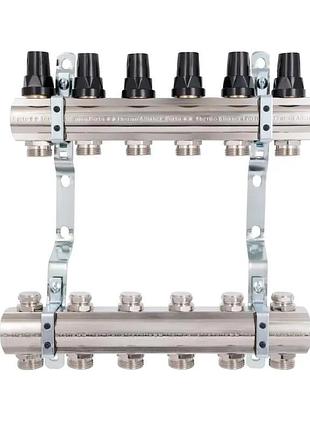 Коллектор 1" thermo alliance forte 6 выходов латунный для системы отопления 315х300х92 мм (599456)