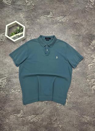 Поло polo ralph lauren оригінал бірюзове футболка теніска ральф лорен з білим логотипом