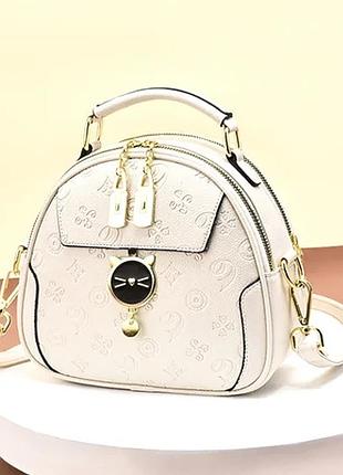 Детская мини сумочка экокожа 21х19х9 см молочный (515806)
