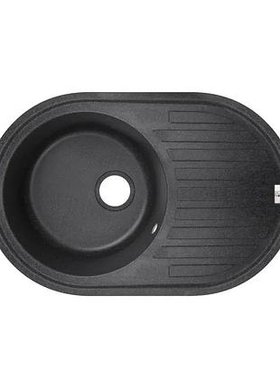 Кухонна мийка lidz 780x500 чорна штучний камінь овальна (599108)