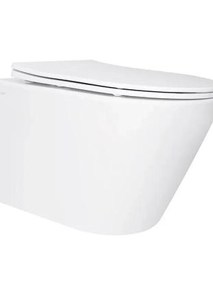 Унітаз підвісний qtap swan безобідковий soft-close кераміка 520x360x320 мм білий (600887)