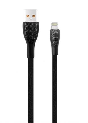 Кабель usb walker тканинний 1 м чорний lightning 3,1 а quick charge (661294)
