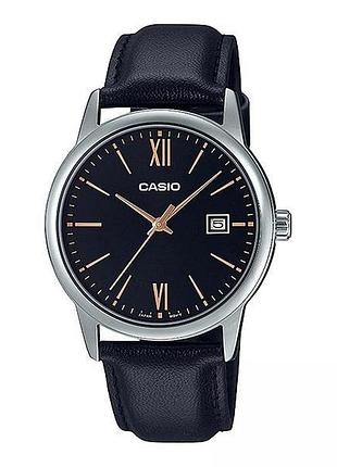 Casio mtp-v002l-1b3 — чоловічий кварцовий годинник, шкіряний ремінець, wr 30 м