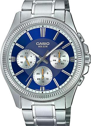 Casio mtp-1375d-2a1 — чоловічий кварцовий годинник, сталевий браслет, wr 50 м