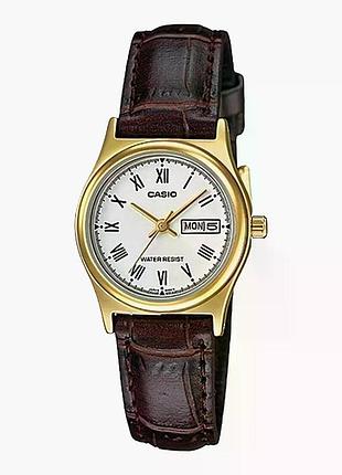 Casio ltp-v006gl-7b — жіночий кварцовий годинник, шкіряний ремінець, wr 30 м