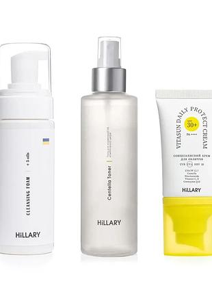 Сонцезахисний крем для обличчя spf 30 + набір очищення та тонізування (652843)