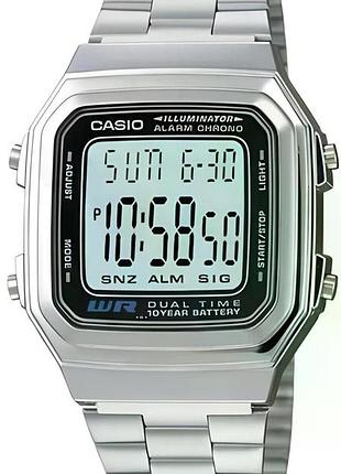 Casio vintage a178wa-1a — наручний годинник унісекс, сталевий браслет, wr 30 м