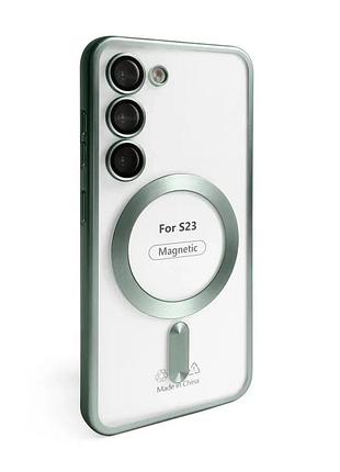 Чохол magsafe для samsung s23/s911 матовий зелений пластик силікон (671401)