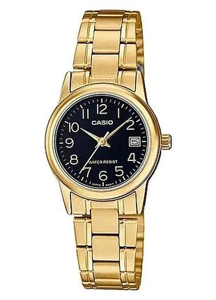 Casio ltp-v002g-1b — жіночий кварцовий годинник, сталевий браслет, wr 30 м