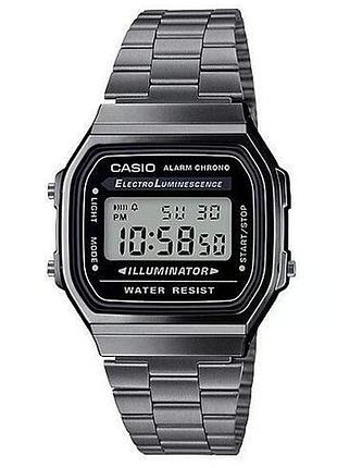 Casio vintage a168wgg-1a — наручные часы унисекс, стальной браслет, wr 30 м
