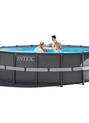 Каркасный бассейн intex пвх 488х122 см серый 19129 л (672152)